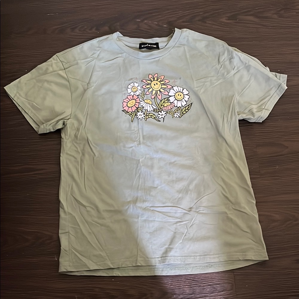 Green Floral Graphic T-Shirt